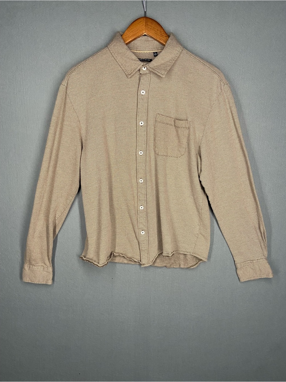 Kenneth Cole Beige Long-Sleeve Casual Button-Down Shirt